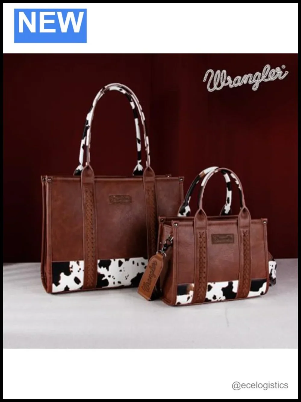 Cow Print Tote Bag with Matching Vegan Leather Wallets Set